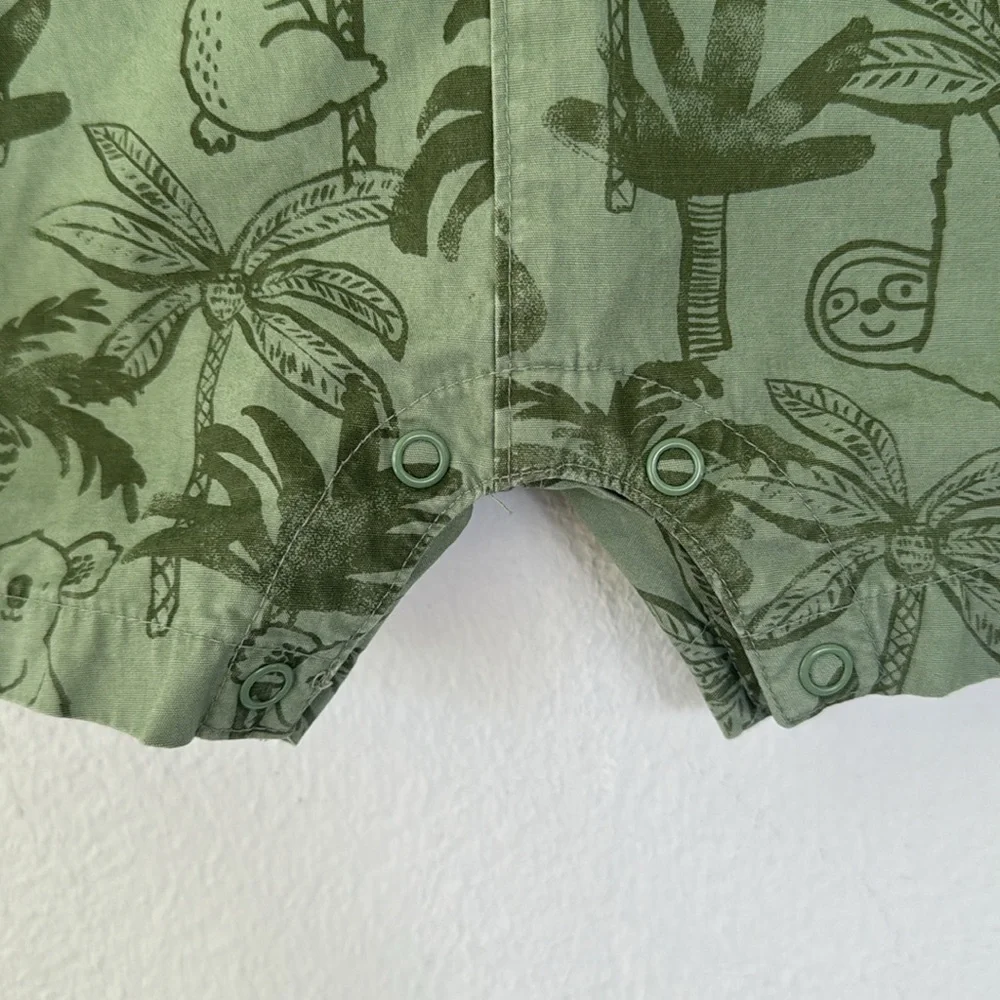 Carter’s green koala bear safari print sleeveless cotton baby romper size 18M